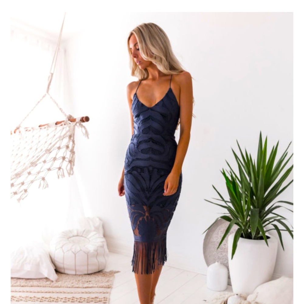 Lady Black Tie Navy khaleesi Dress